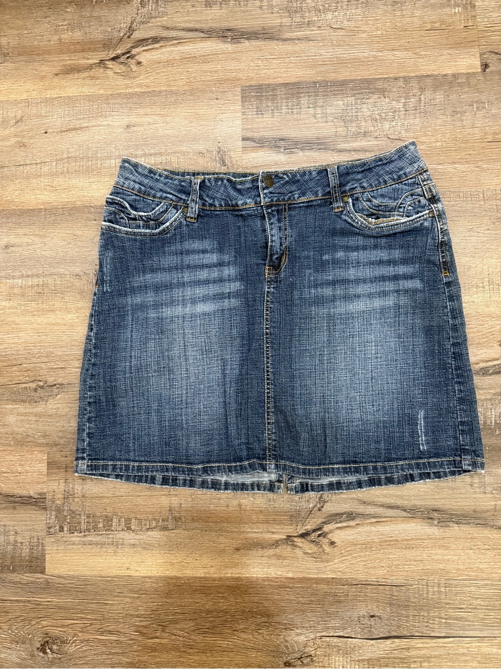 Hydraulic Blue Washed Denim Mini Skirt